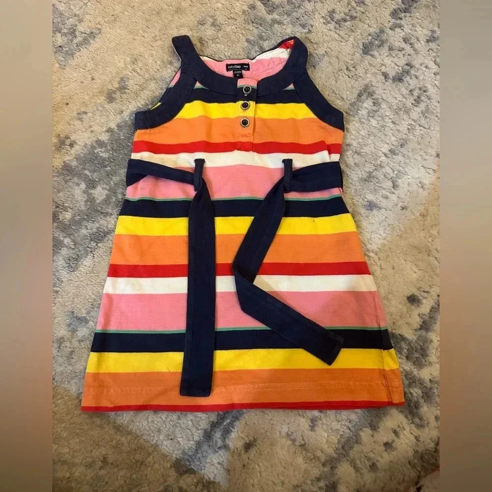 BabyGap Rainbow Stripe Belted Tank Dress Toddler Girls Size 2T